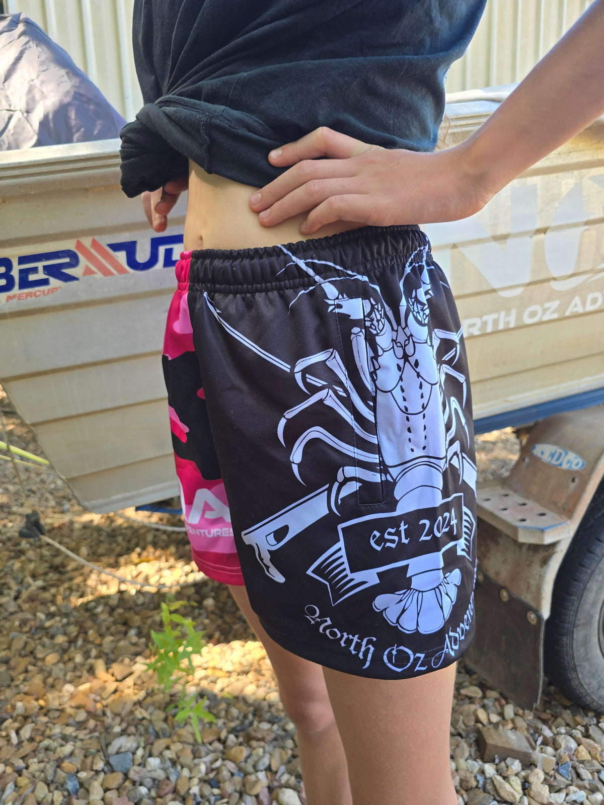 Pink cammo fishing shorts