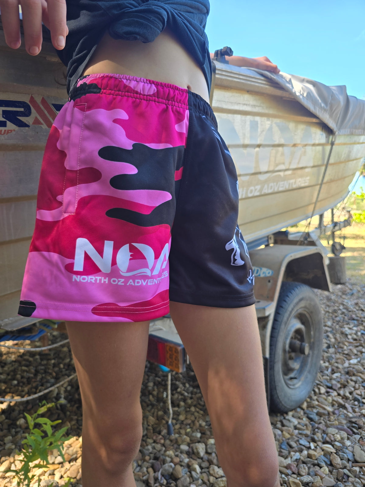 Pink cammo fishing shorts