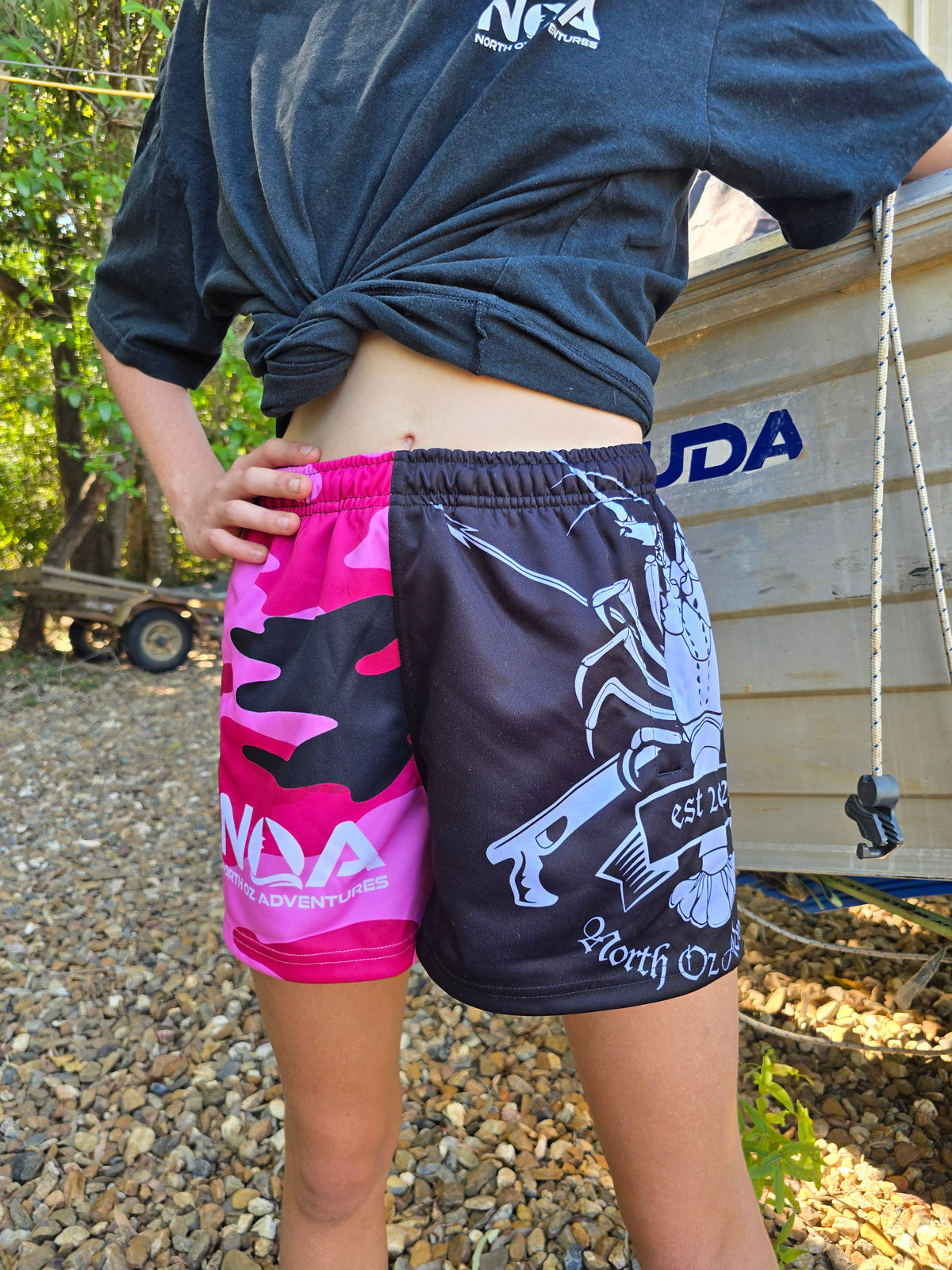 Pink cammo fishing shorts